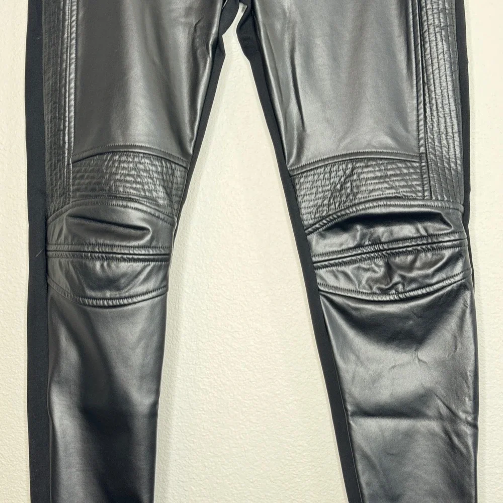 DENIM & SUPPLY Ralph Lauren Mixed Media Legging MED Black Faux Leather Moto Goth
